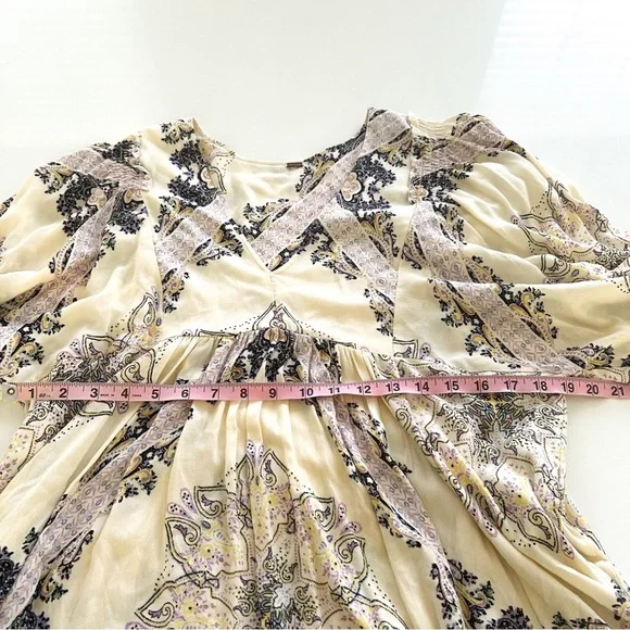 Free People Girl Talk Babydoll Tunic Ivory Boho Flowy Top Size S - Picture 11 of 15